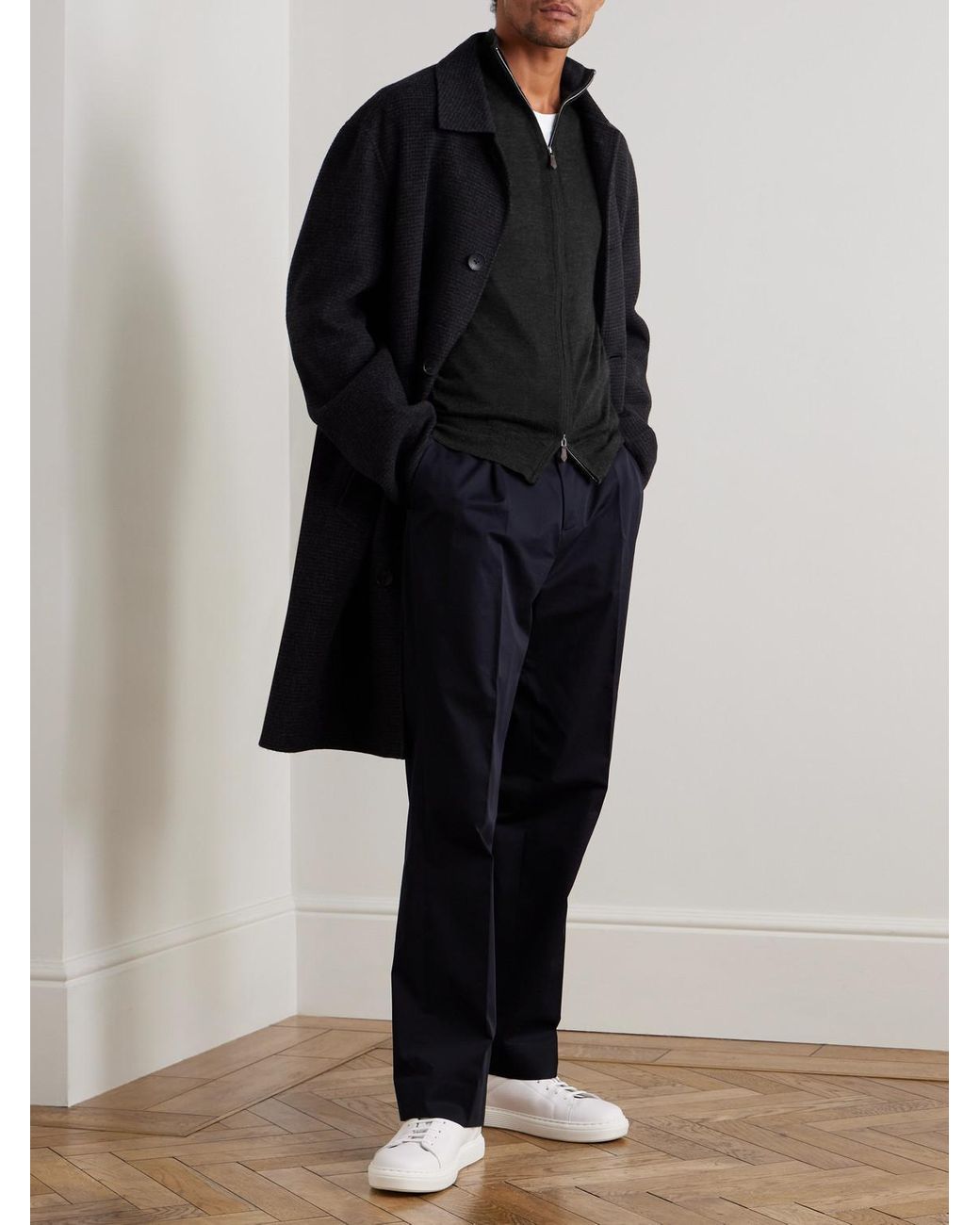 N.Peal Cashmere Blue Stanley Tucci Cashmere And Silk-Blend Zip-Up Cardigan for men
