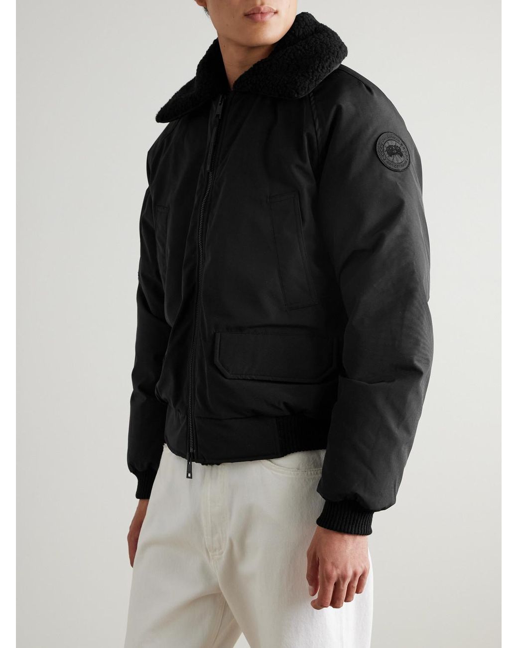 Canada Goose Black Chilliwack Recycled Wool-Blend Fleece And Shell Down Bomber Jacket for men