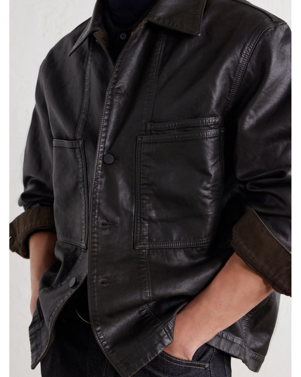 Lemaire Black Coated Cotton-twill Overshirt for men