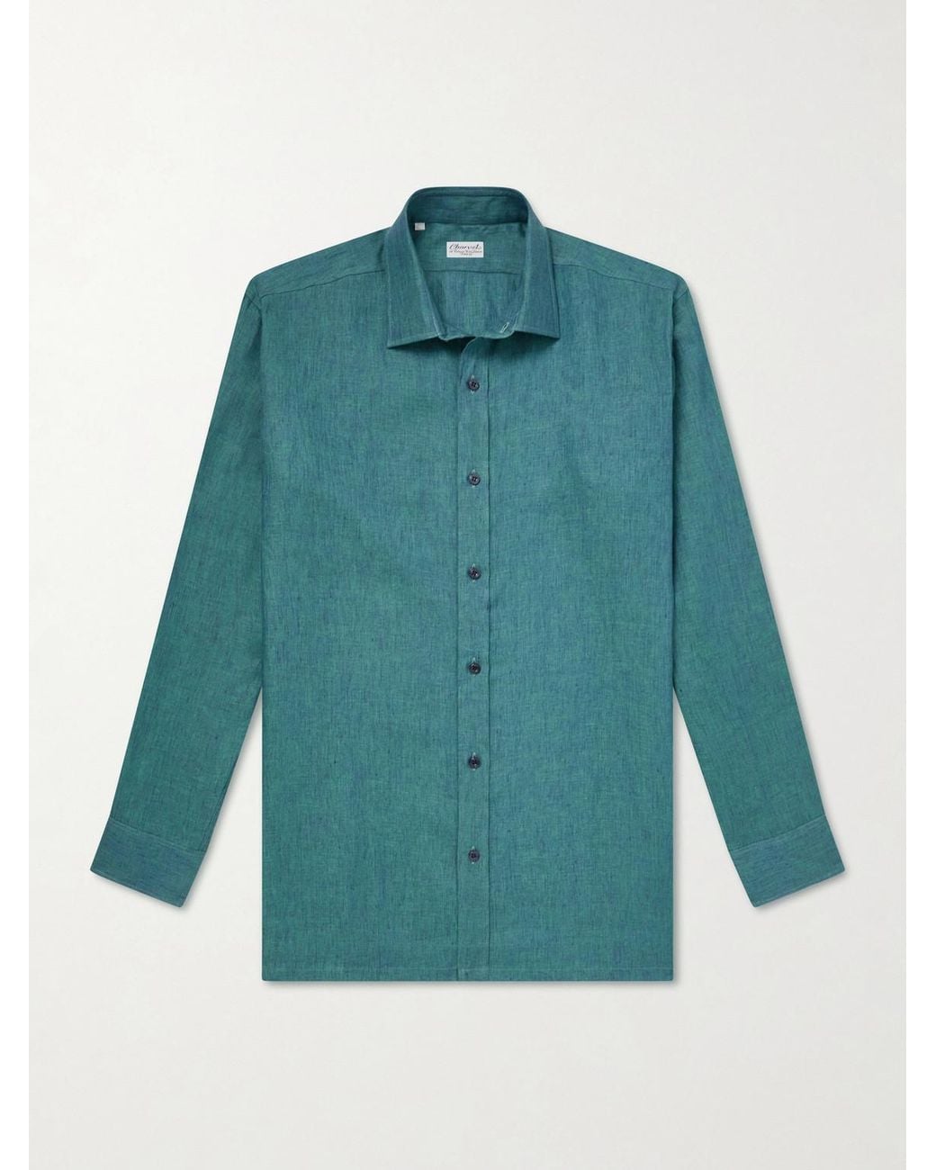 Charvet Blue Linen Shirt for men