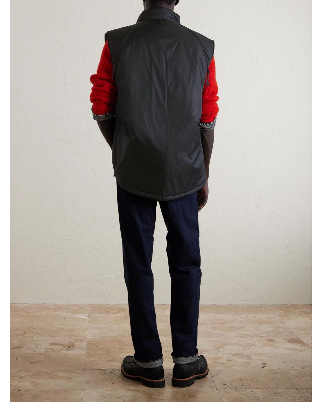 Kapital Black Zepher Suede-Trimmed Shell Gilet for men