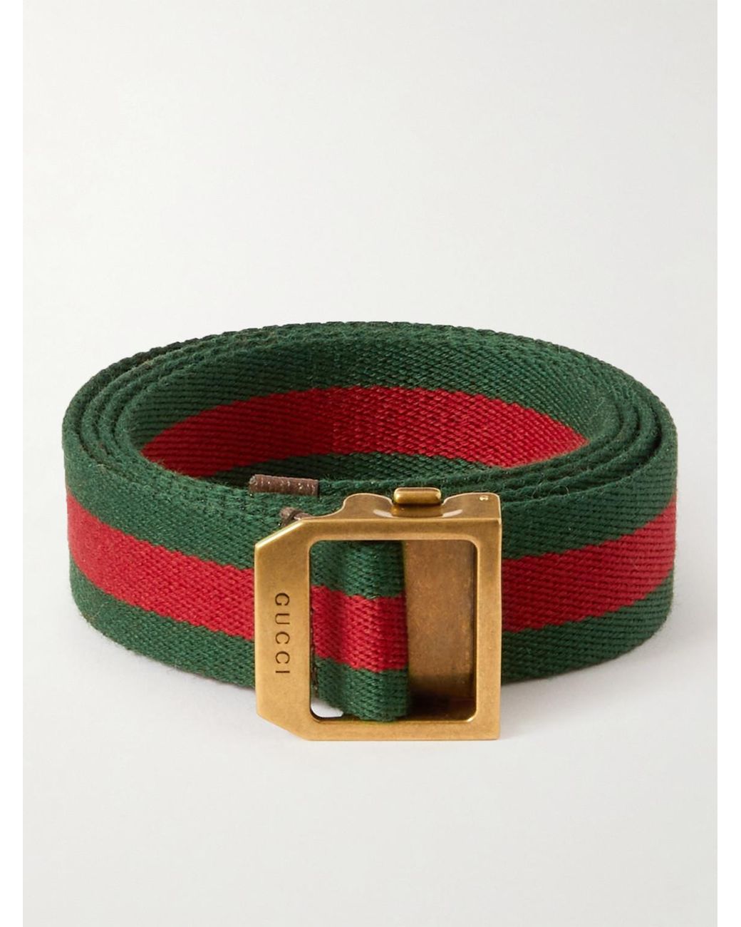 Gucci 3cm Striped Webbing Belt in Green for Men | Lyst UK