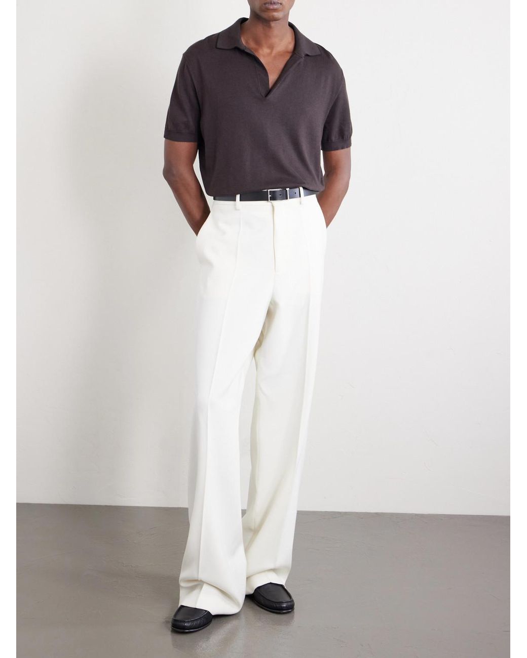 Tom Ford Brown Sea Island Cotton And Silk-blend Polo Shirt for men