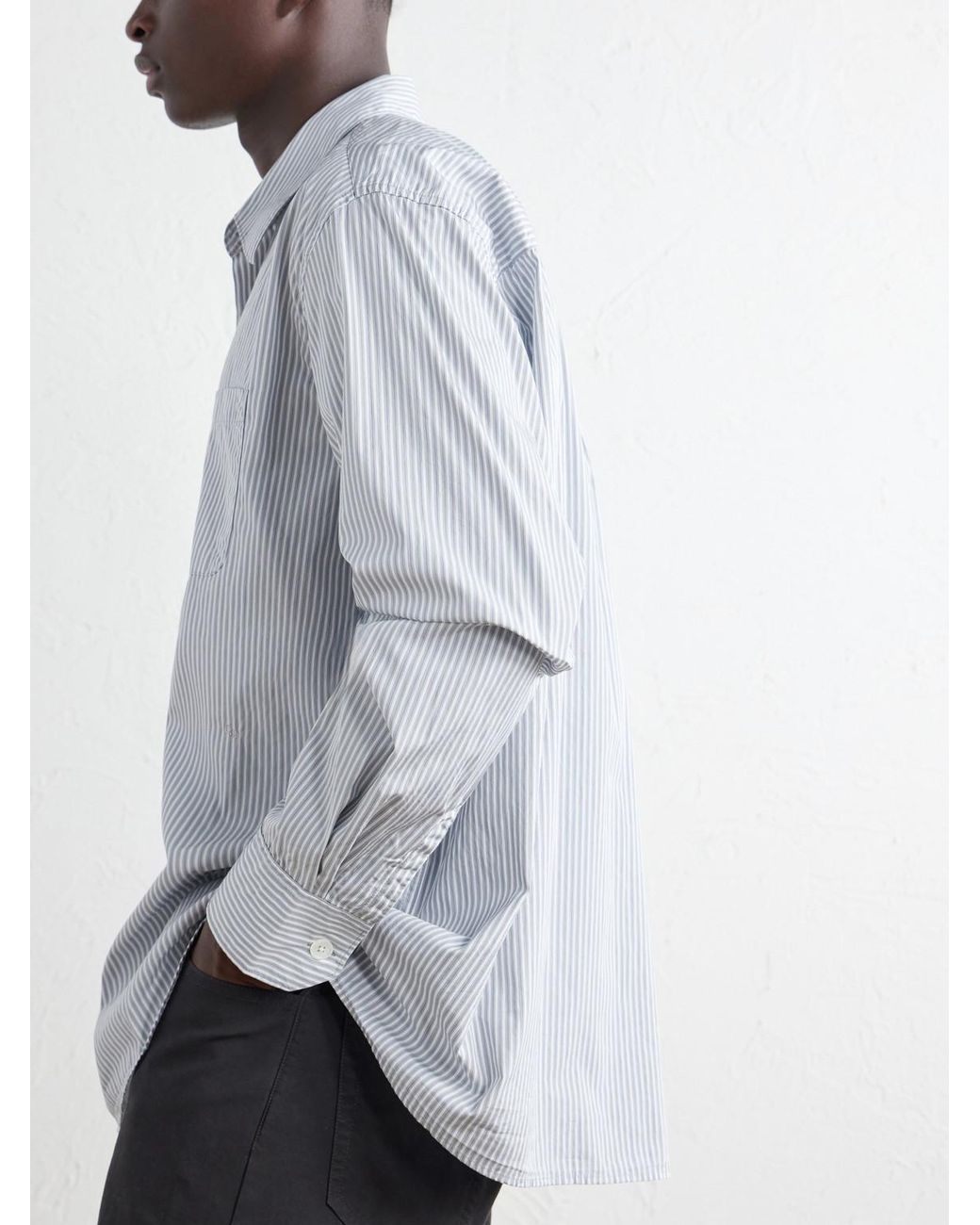 Our Legacy White Above Striped Cotton-Poplin Shirt for men