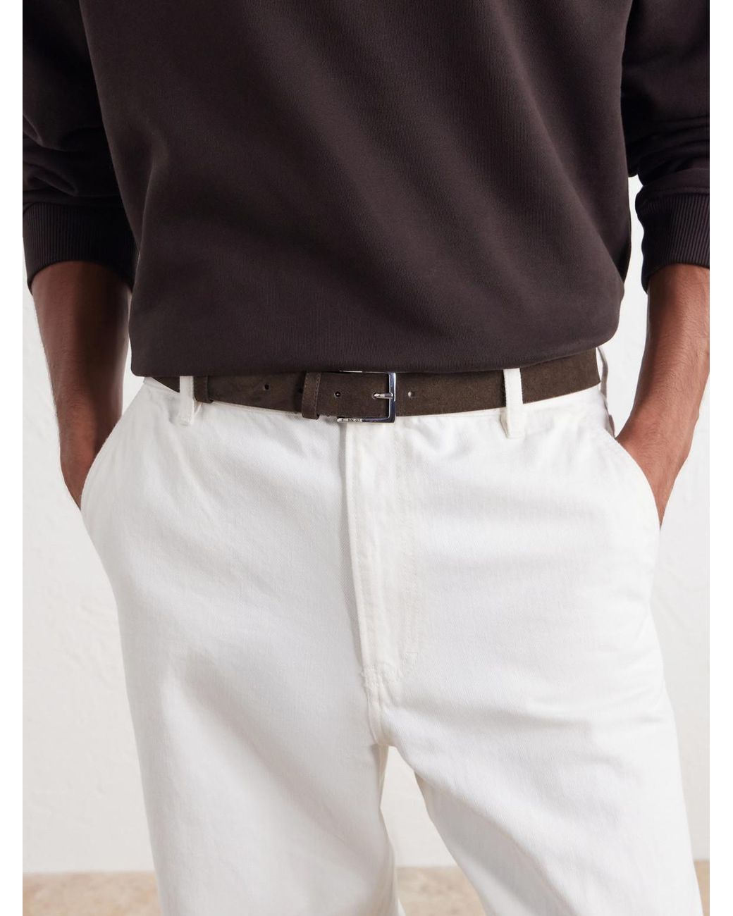 NN07 Brown 3Cm Ever 90025 Suede Belt for men