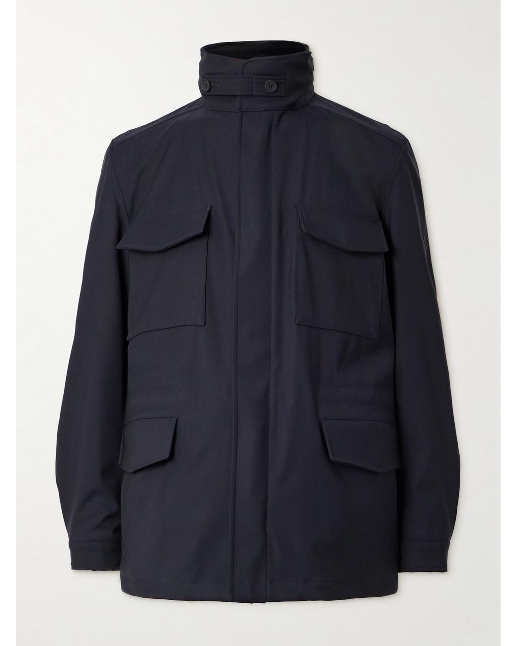 Loro Piana Blue Traveller Logo-appliquéd Bristol Clima System 3l Wool-blend Hooded Field Jacket for men