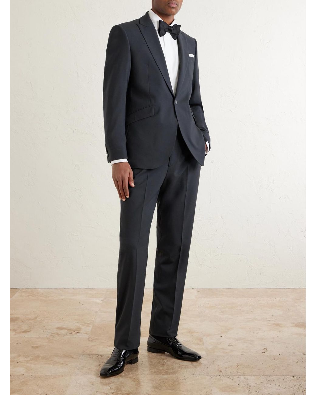 Newport Slim-Fit Wool-Blend Suit Jacket di Favourbrook in Black da Uomo