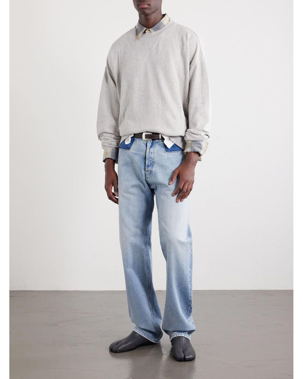 Maison Margiela White Double Layered Cotton-Fleece Sweatshirt for men