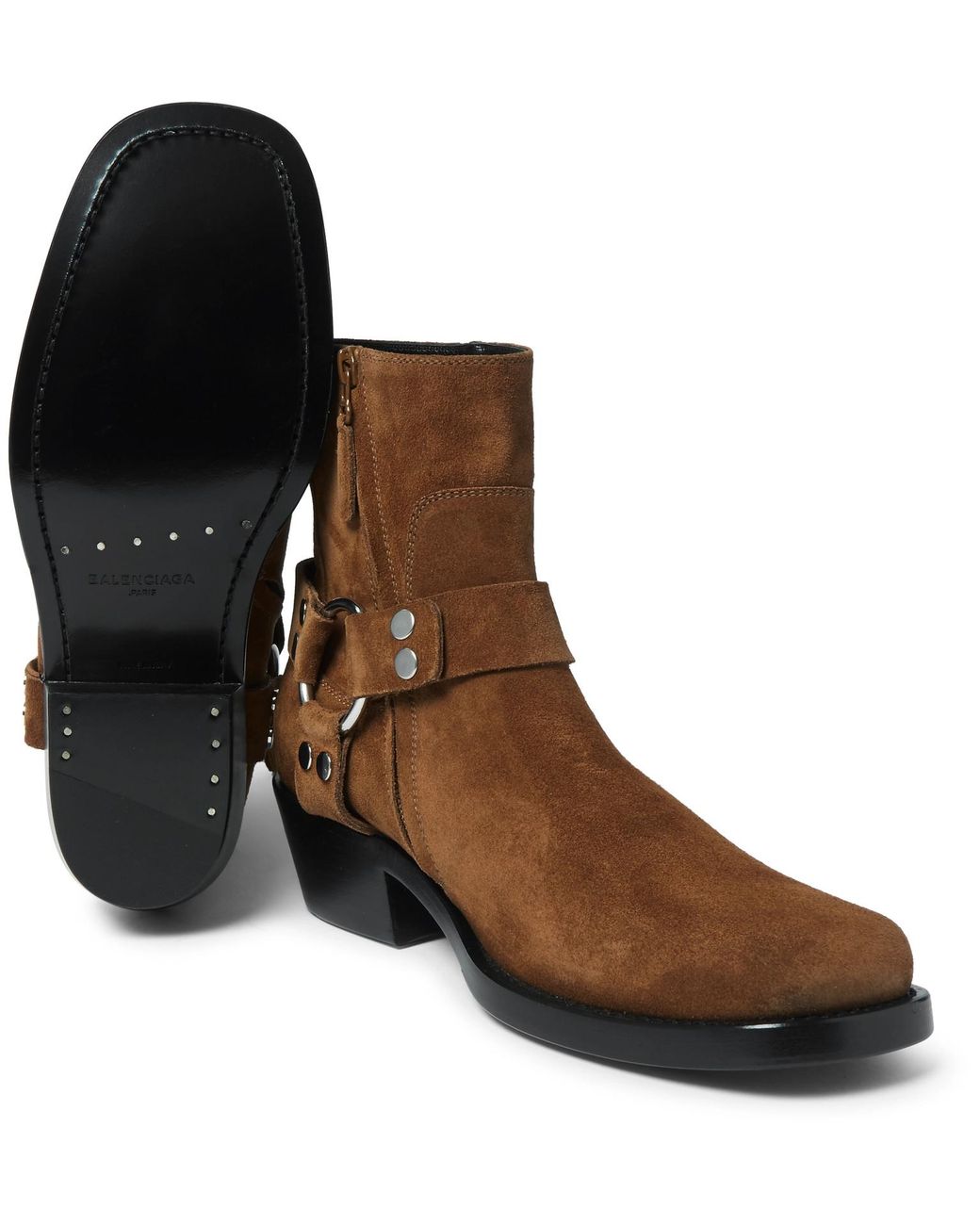 Balenciaga Suede Harness Boots in Brown for Men | Lyst