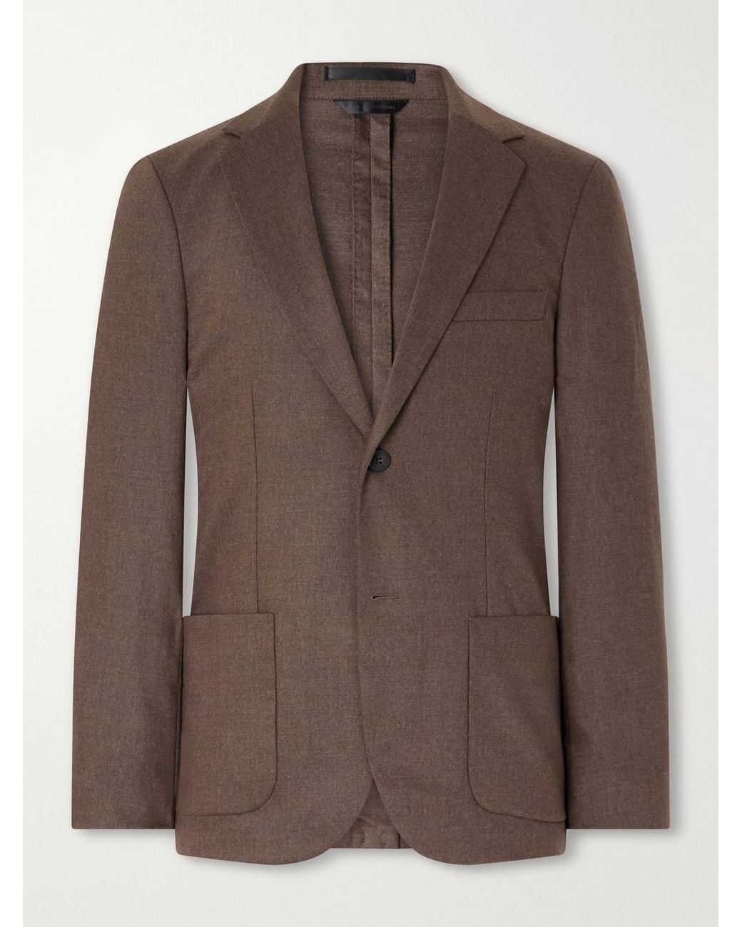 Sunspel Brown Wool And Cashmere-Blend Flannel Suit Jacket for men