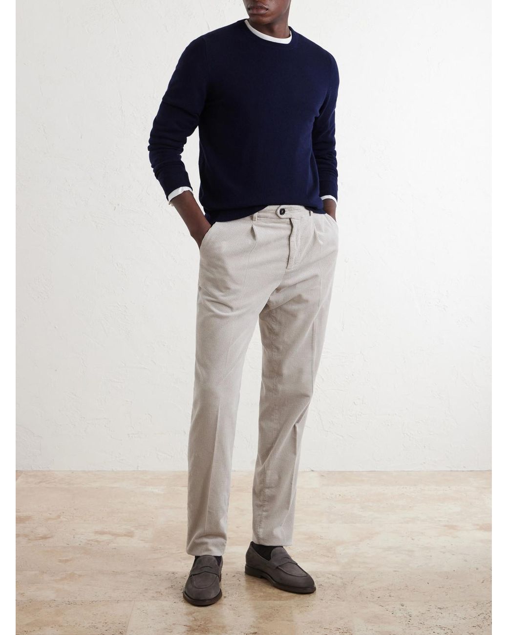 Fedeli Blue Argentina Cashmere Sweater for men