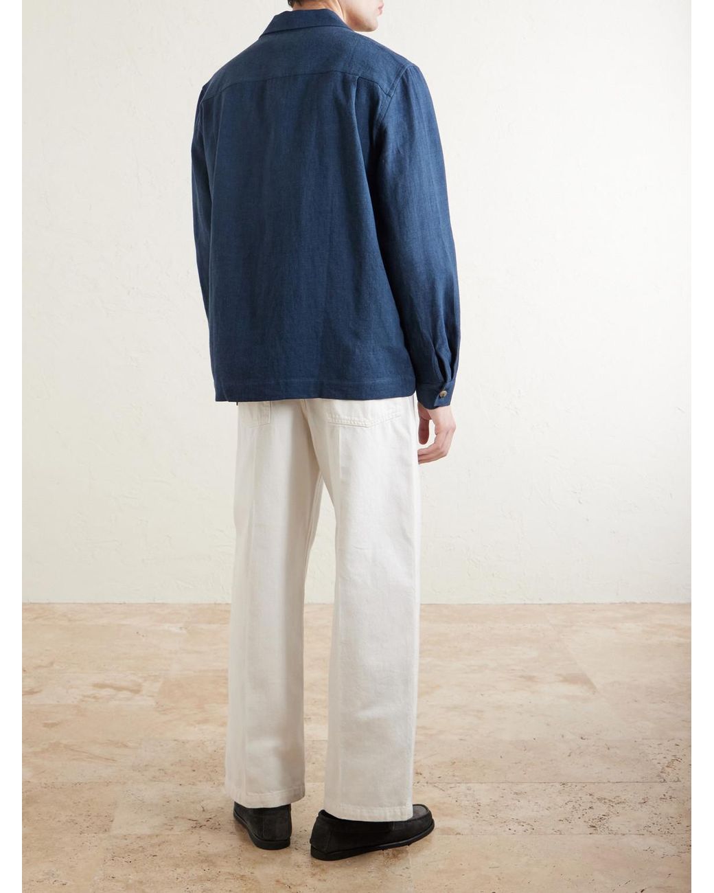 De Bonne Facture Blue Linen And Wool-Blend Jacket for men
