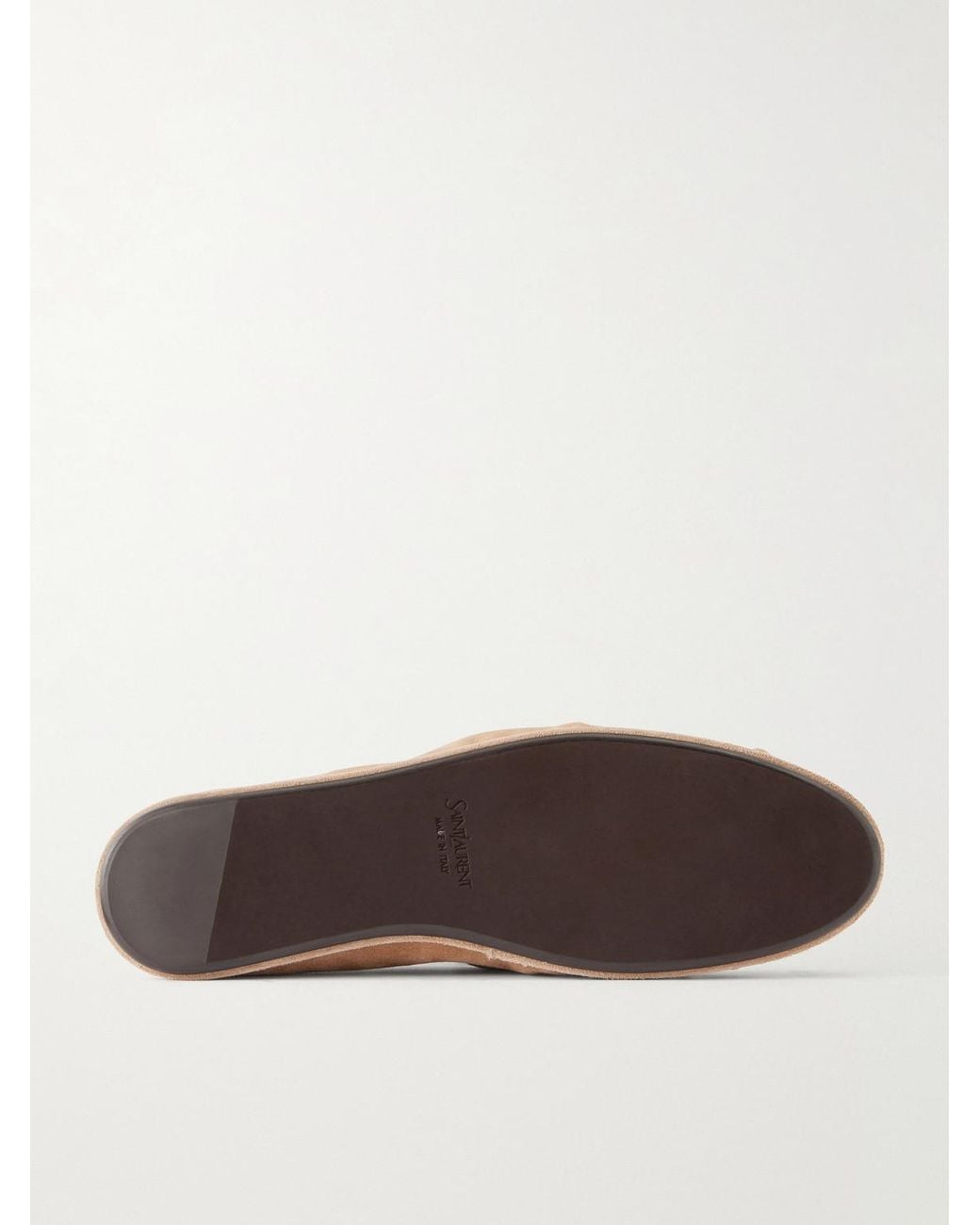 Saint Laurent Natural Le Loafer Monogram Logo-appliquéd Suede Penny Loafers for men