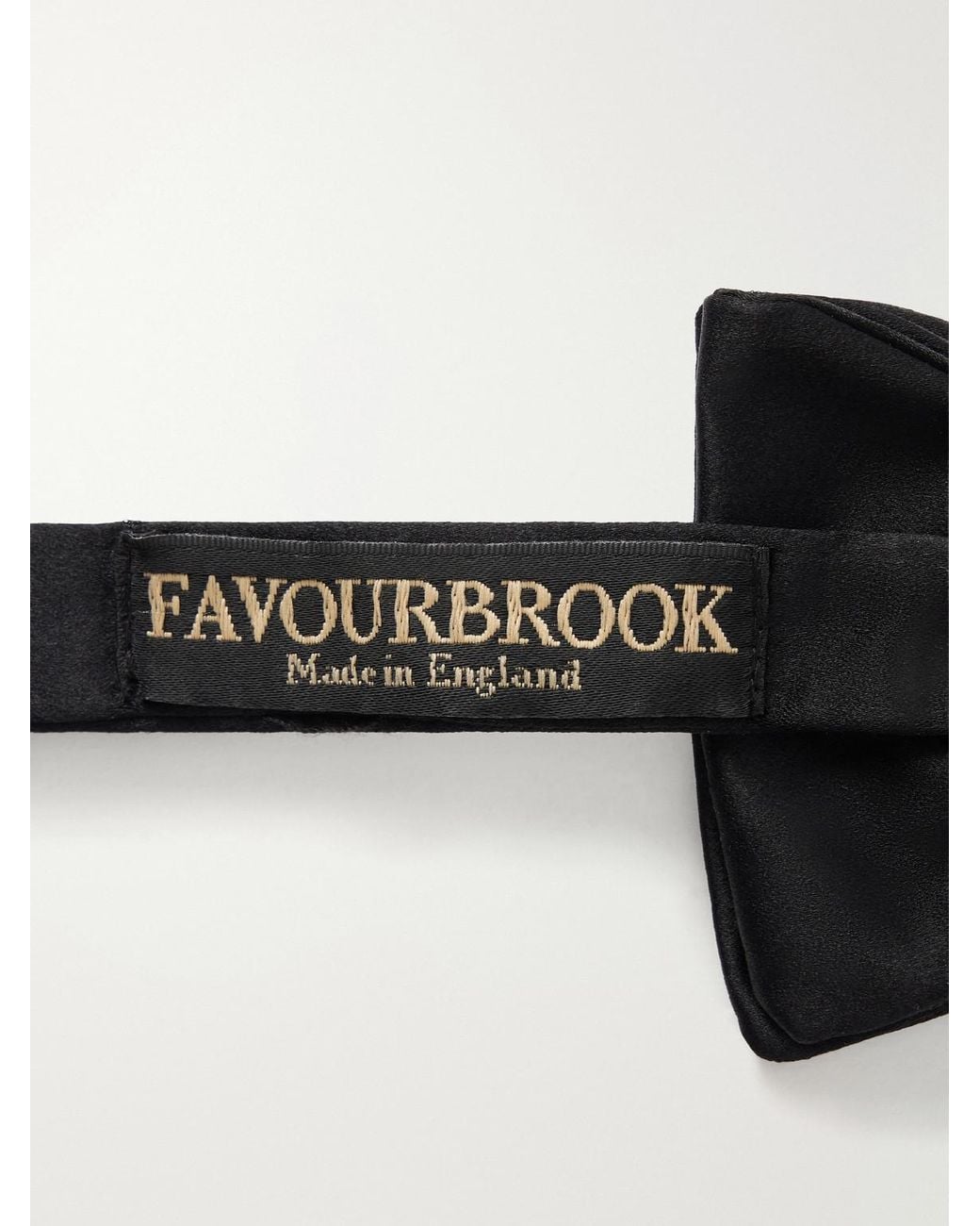 Favourbrook Black Pre-Tied Silk-Satin Bow Tie for men