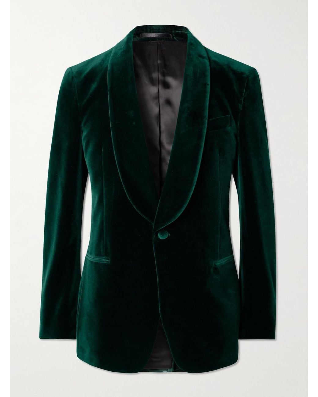 Mr P. Green Slim-Fit Shawl-Collar Cotton-Velvet Tuxedo Jacket for men