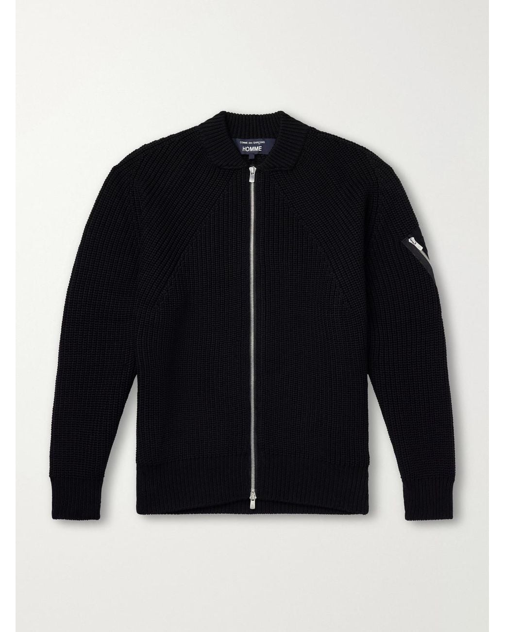 Comme des Garçons Blue Wool Zip-Up Cardigan for men