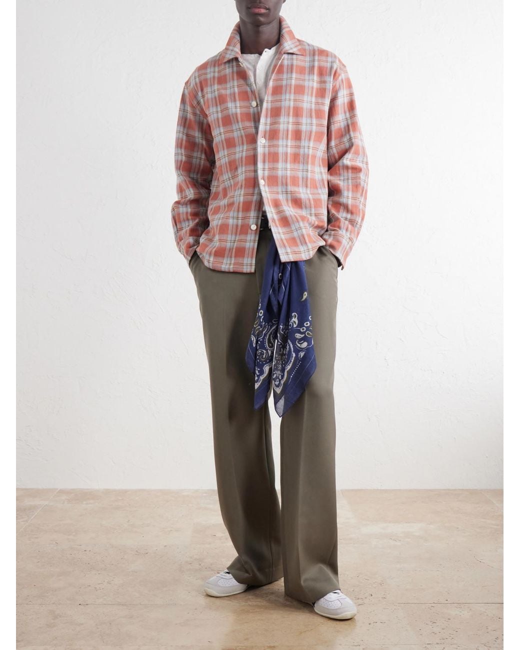 Second Layer Pink Checked Cotton-flannel Shirt for men