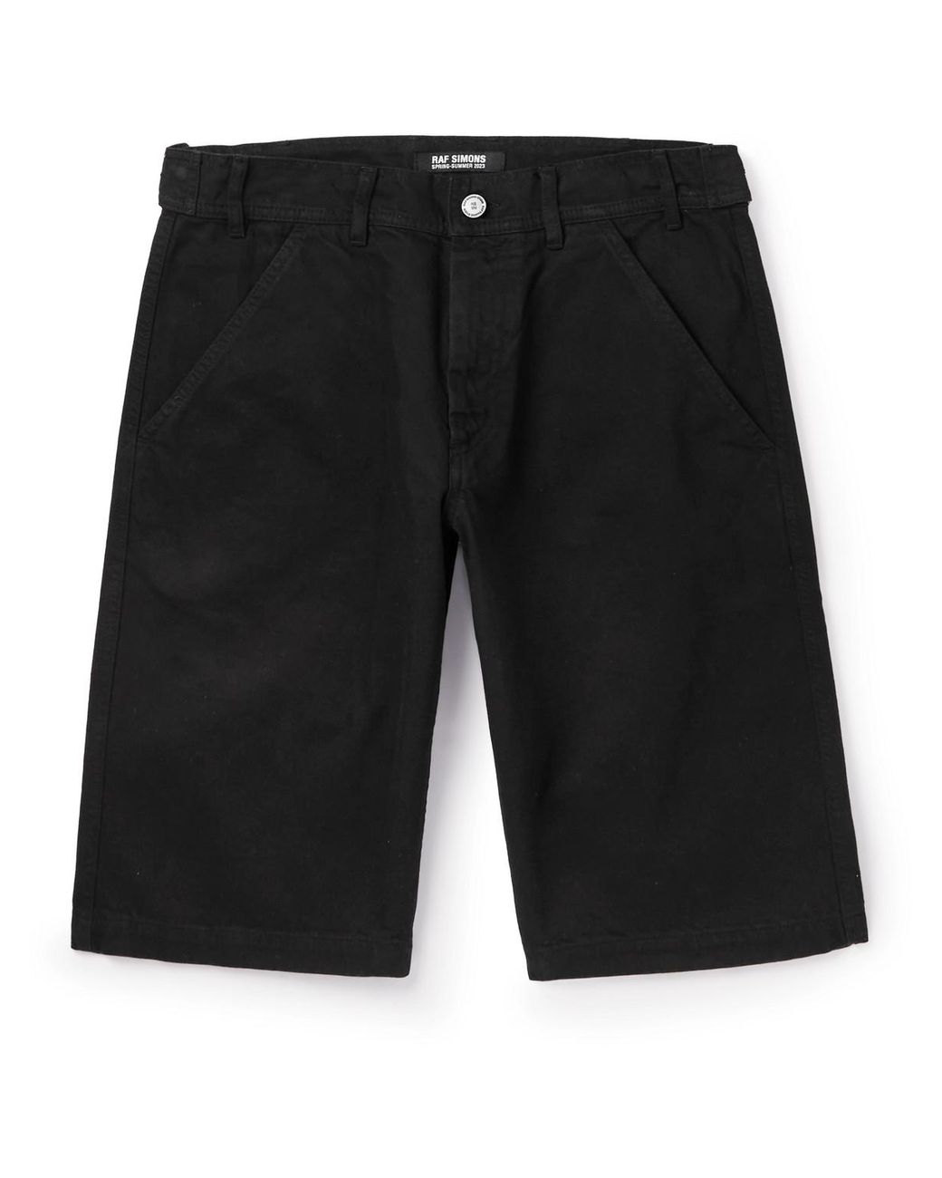 Raf Simons Skate Straight-leg Leather-trimmed Denim Shorts in Black for Men  | Lyst