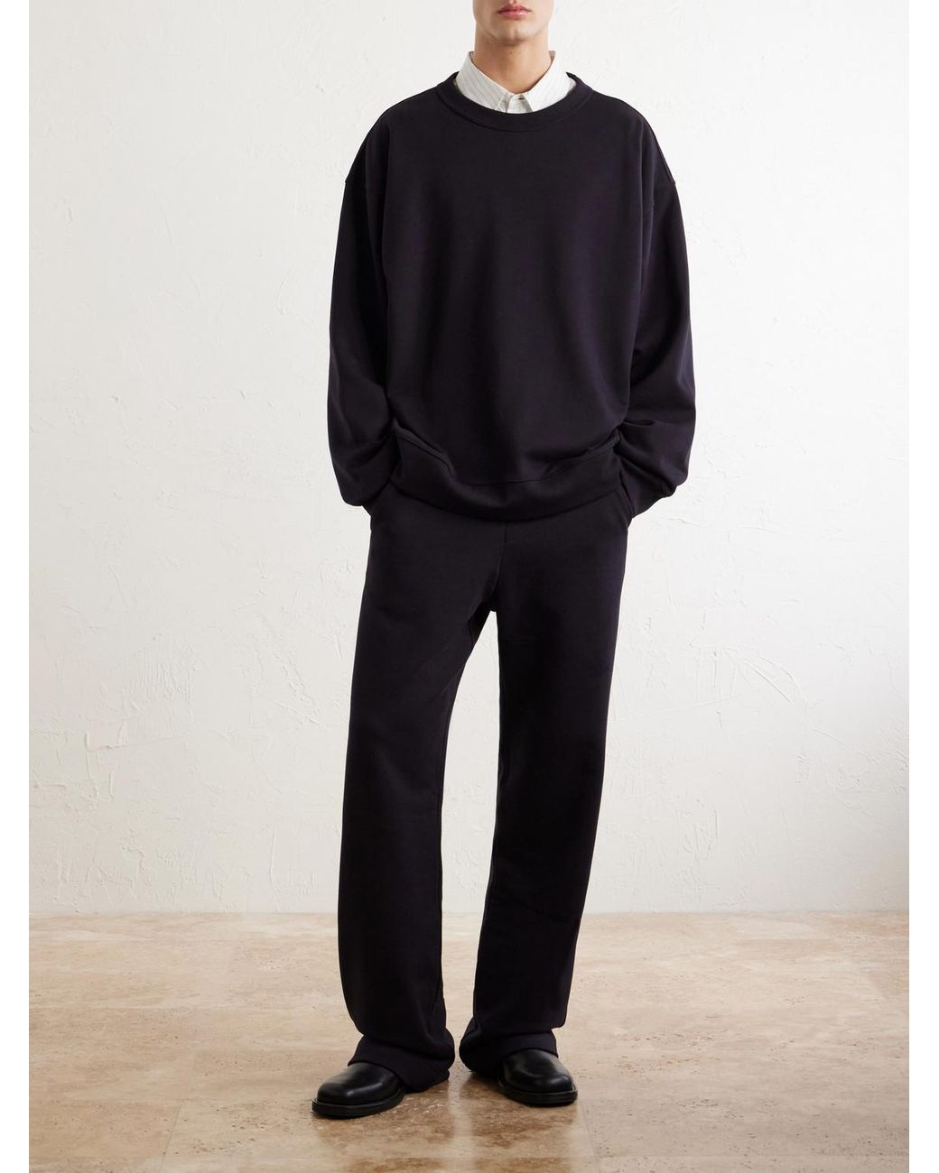 Dries Van Noten Blue Hamer Straight-Leg Cotton-Jersey Sweatpants for men