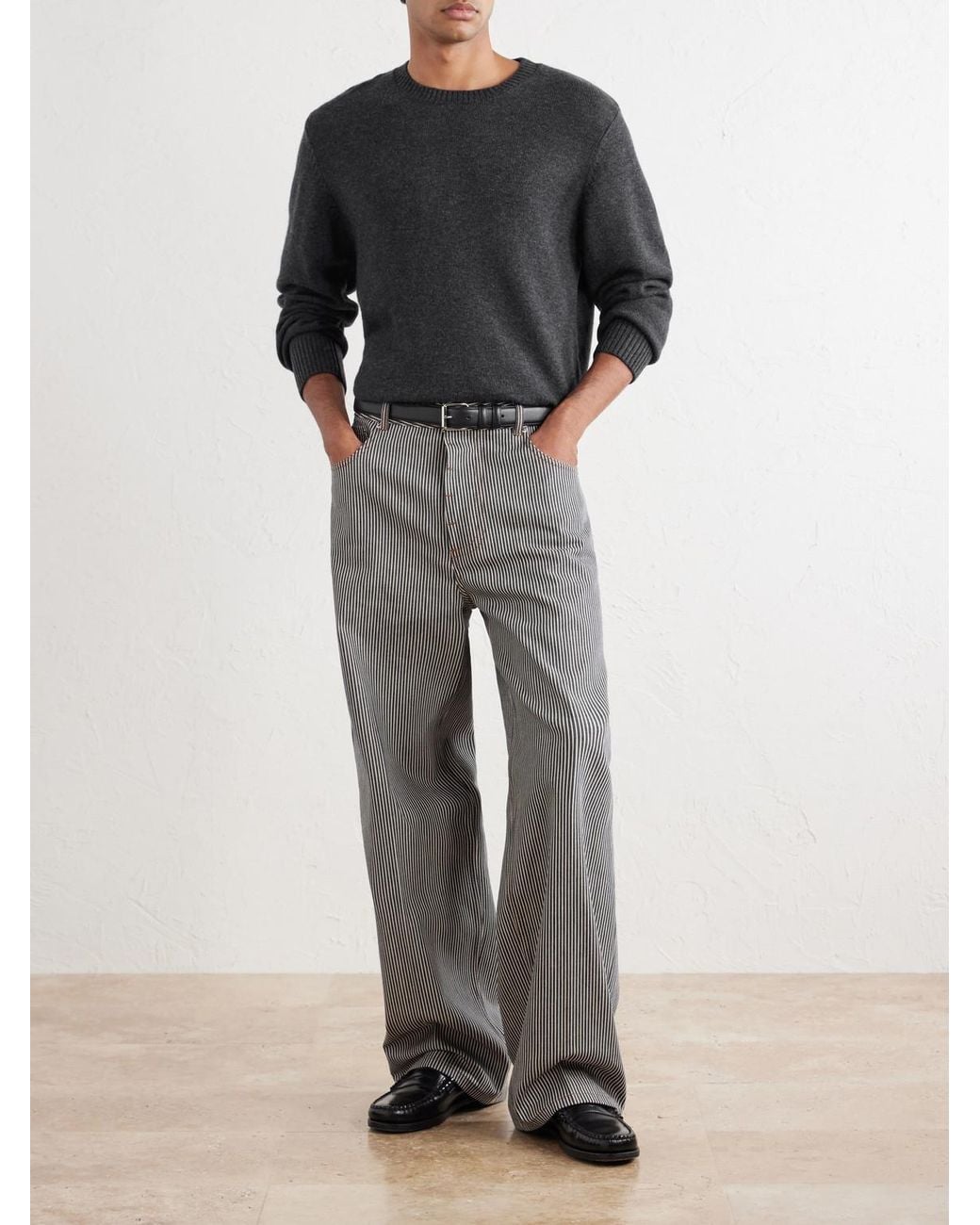 Officine Generale Black Mycrew Merino Wool And Cashmere-Blend Sweater for men