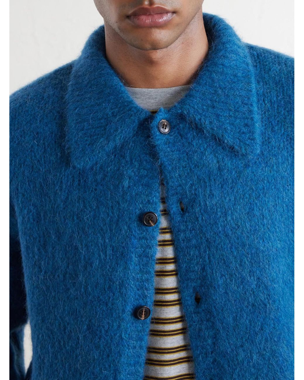Dries Van Noten Blue Mora Cropped Alpaca-Blend Cardigan for men