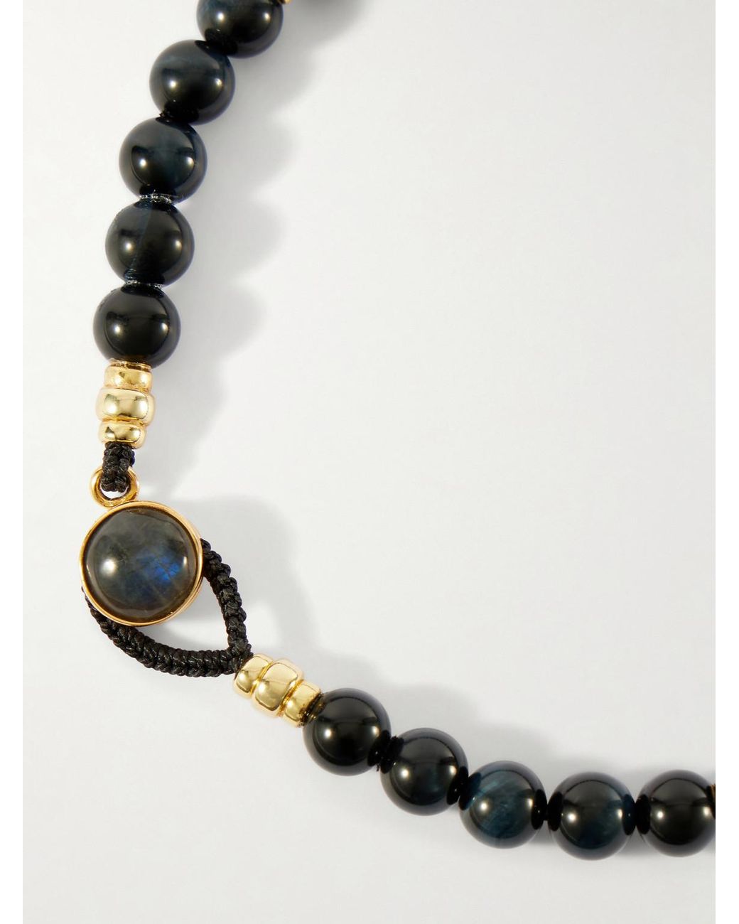 Mikia Metallic Circle 8-Plated Sterling, Tiger's Eye And Labradorite Beaded Bracelet for men