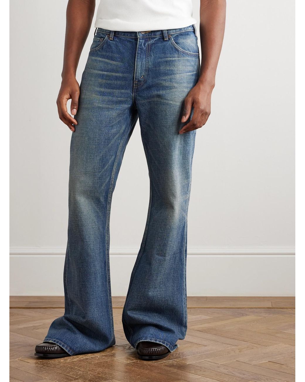 Celine Marco Flared Frayed Jeans in Blue for Men | Lyst UK