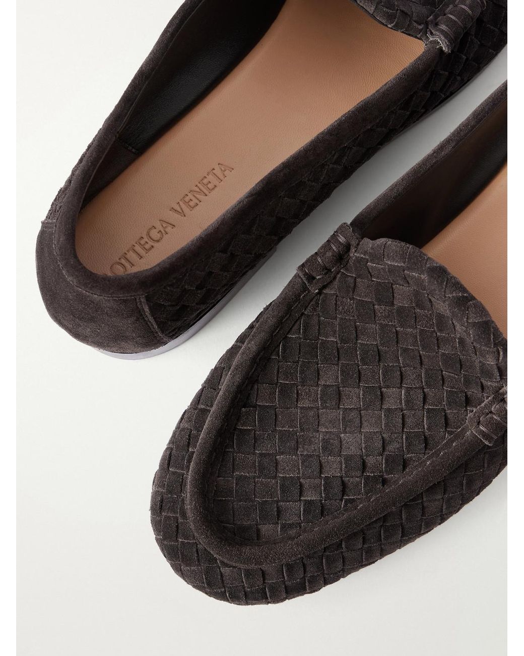 Bottega Veneta White Silenzio Intrecciato Suede Loafers for men
