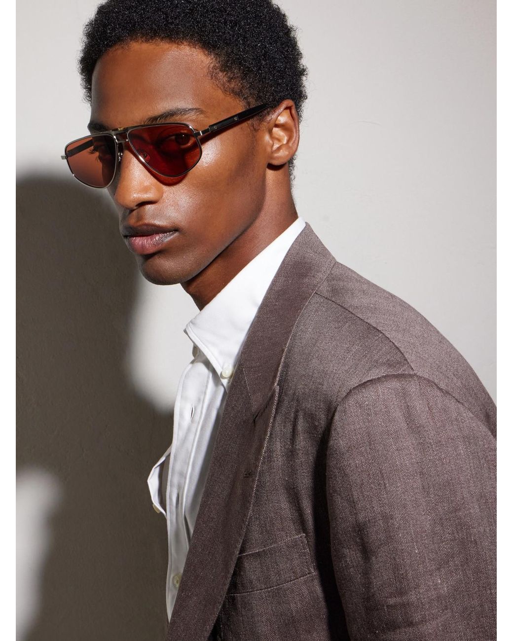 Brunello Cucinelli Brown Double-Bridge Aviator-Style-Tone Titanium And Tortoiseshell Acetate Sunglasses for men