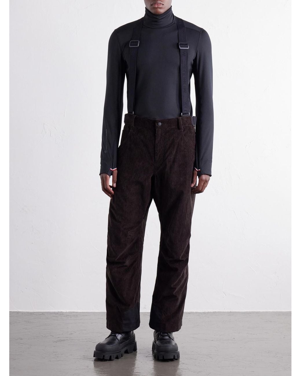 Moncler Brown Straight-Leg Padded Webbing-Trimmed Stretch Cotton-Corduroy Ski Salopettes for men