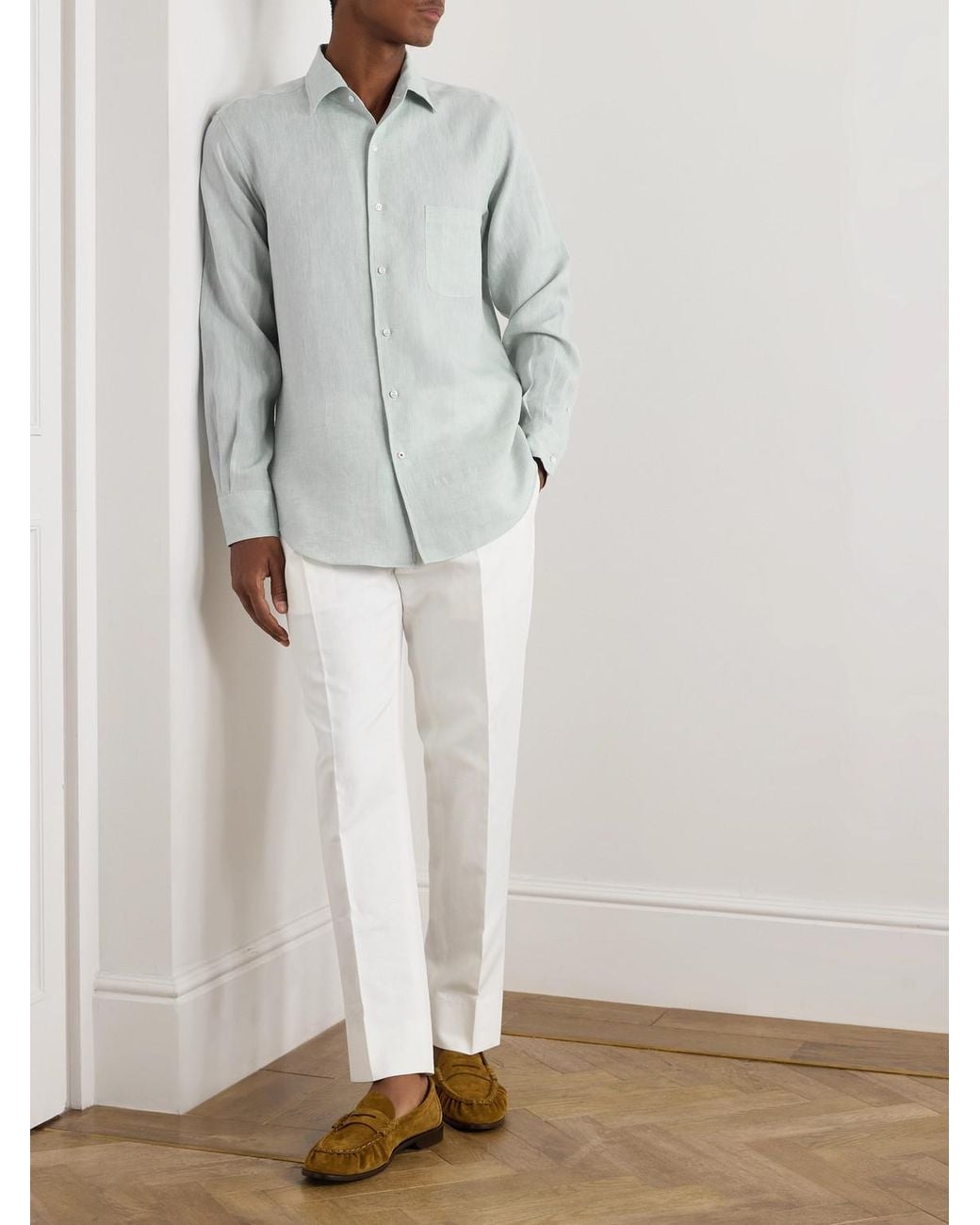 Loro Piana Gray André Arizona Linen Shirt for men
