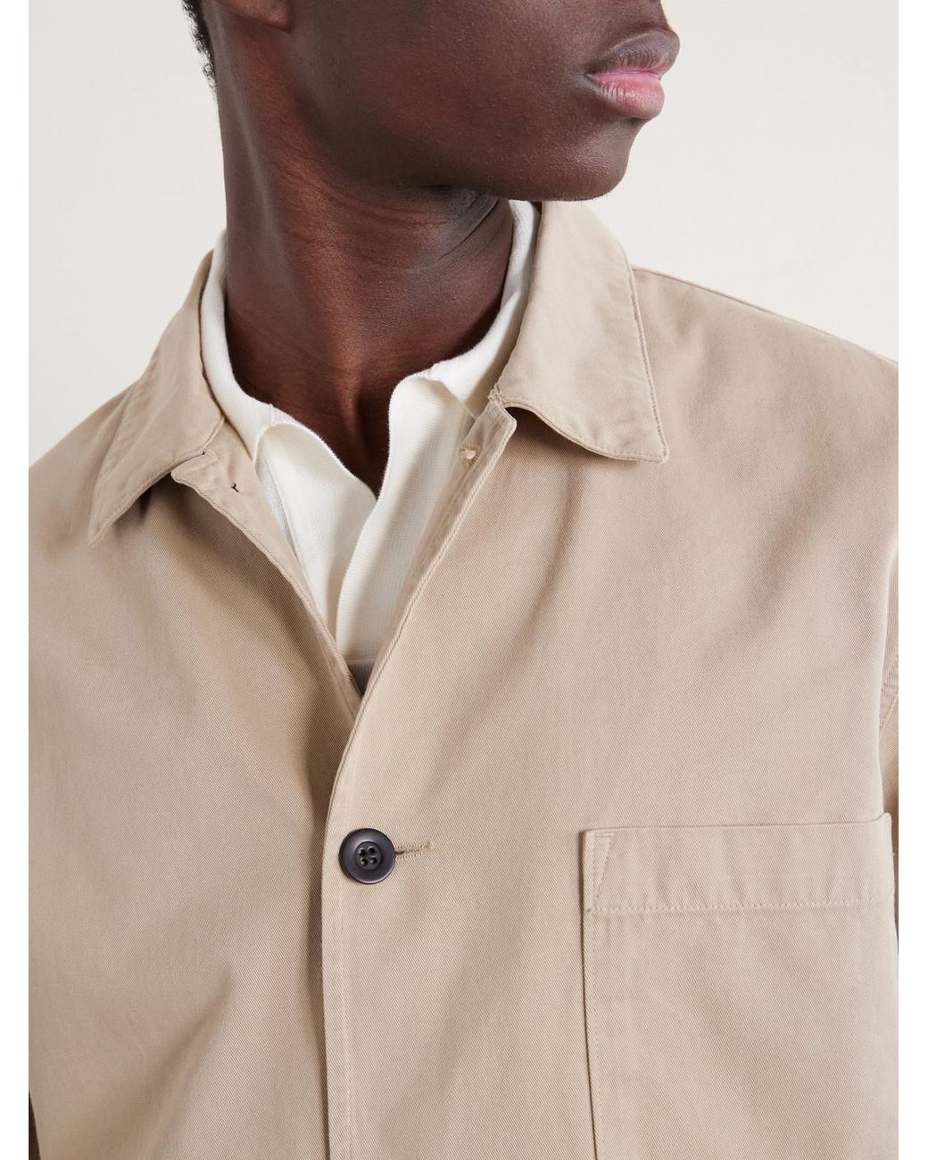 Portuguese Flannel Natural Cotton-Twill Chore Jacket for men