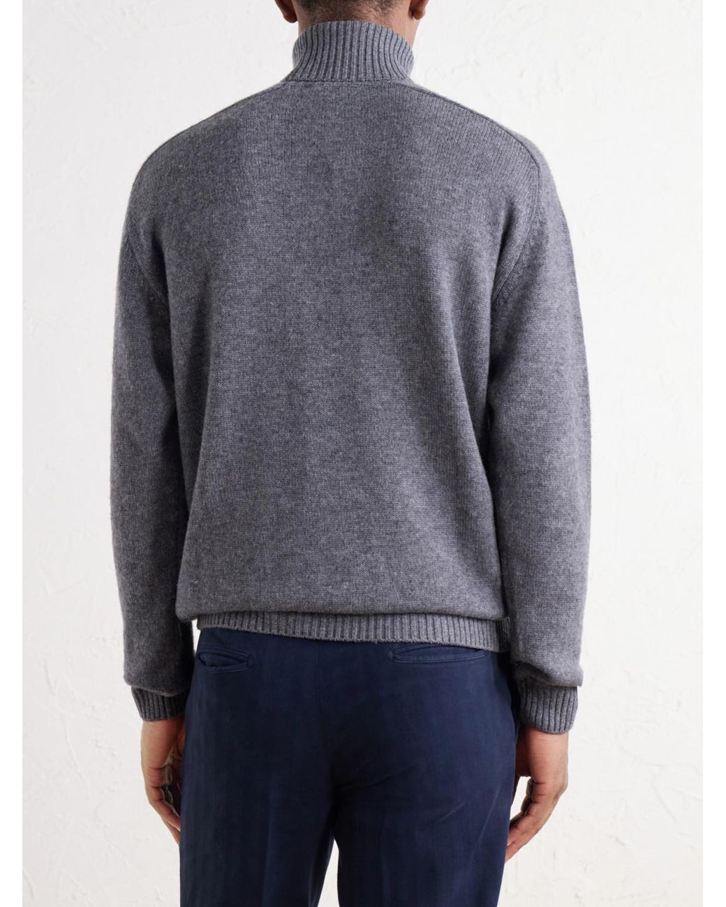 Boglioli Gray Virgin Wool And Cashmere-Blend Rollneck Sweater for men