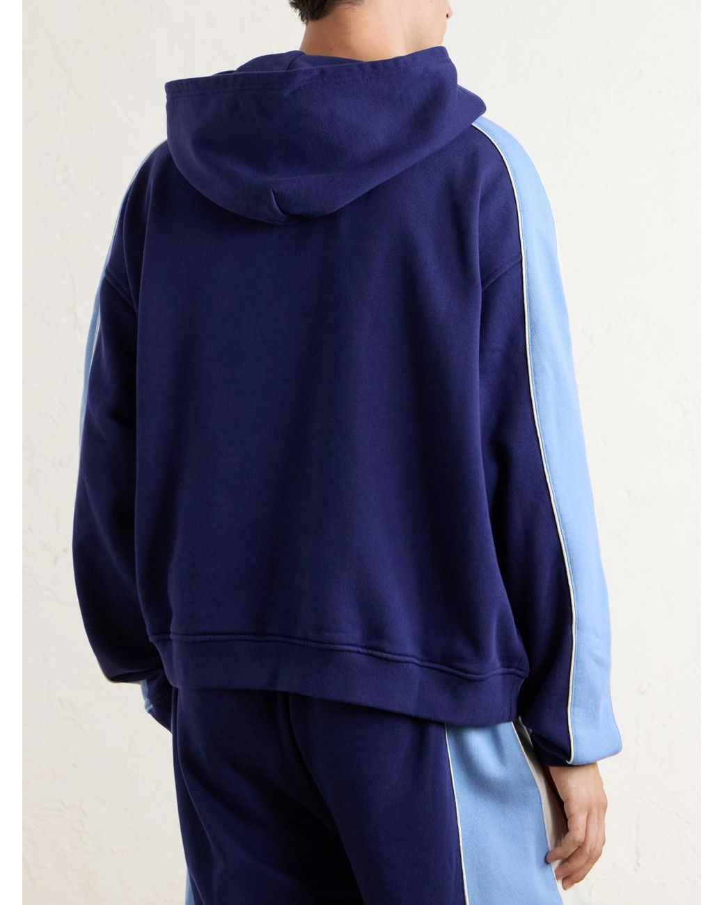 NAHMIAS Blue Ollie Logo-Embroidered Cotton-Jersey Hoodie for men