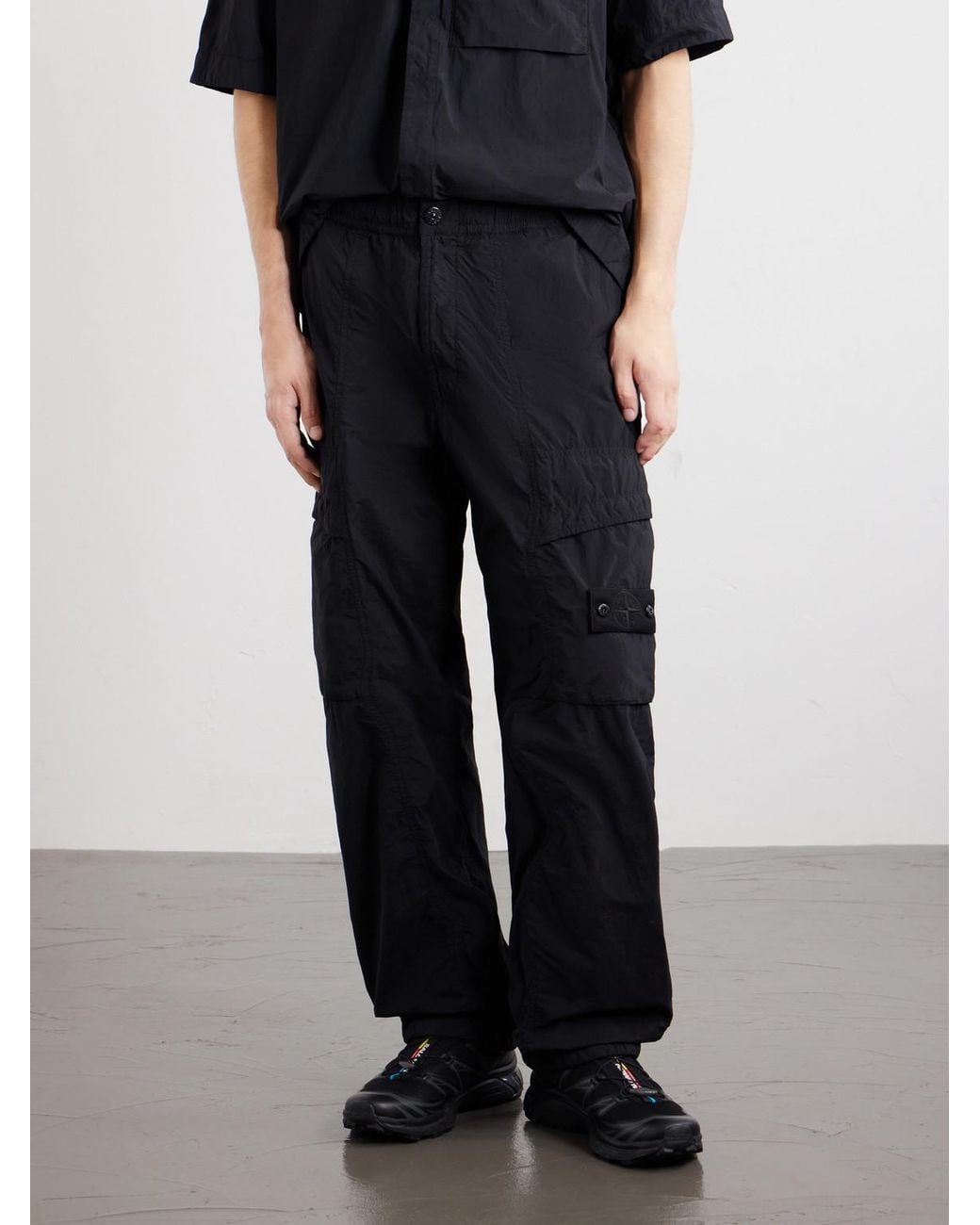 Stone Island Blue Ghost Wide-Leg Nylon Smerigliato Trousers for men