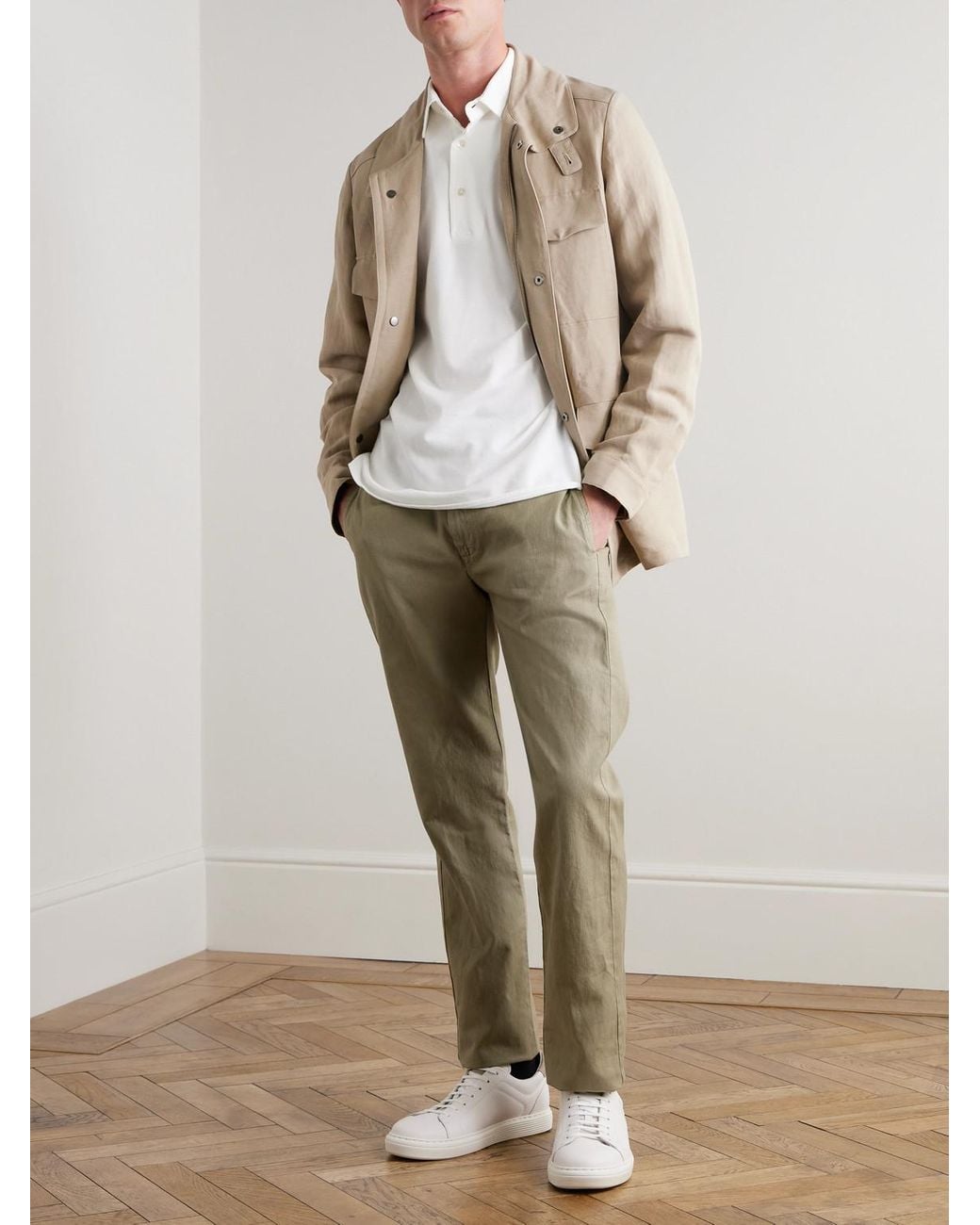 Loro Piana White Cotton-Piqué Polo Shirt for men