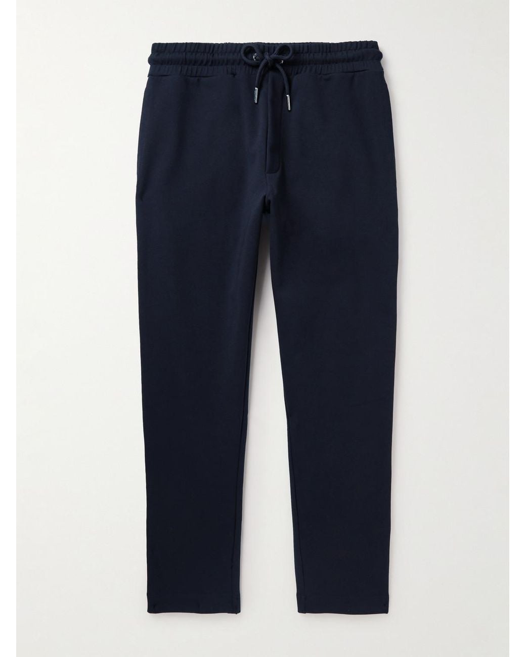 Moncler Blue Tapered Webbing-Trimmed Stretch-Cotton Jersey Sweatpants for men