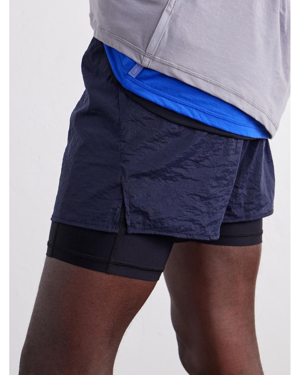 Literary Sport Blue Myles Layered Shell And Stretch-Jersey Running Shorts for men