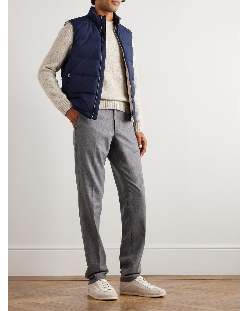 Eleventy Blue Quilted Tech Wool-Blend Down Gilet for men