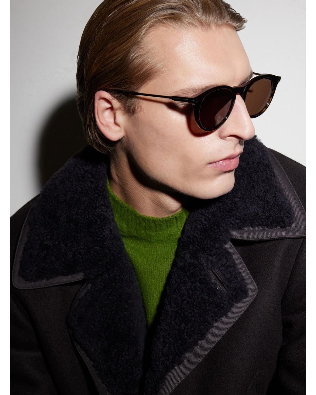 Tom Ford Brown Olivier-02 Round-Frame Tortoiseshell Acetate Sunglasses for men