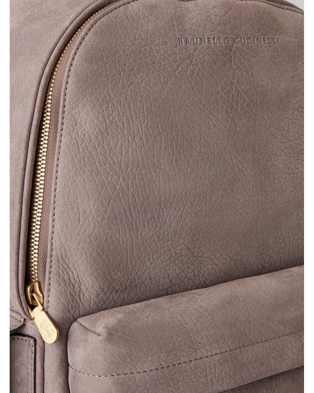 Brunello Cucinelli Gray Nubuck Backpack for men