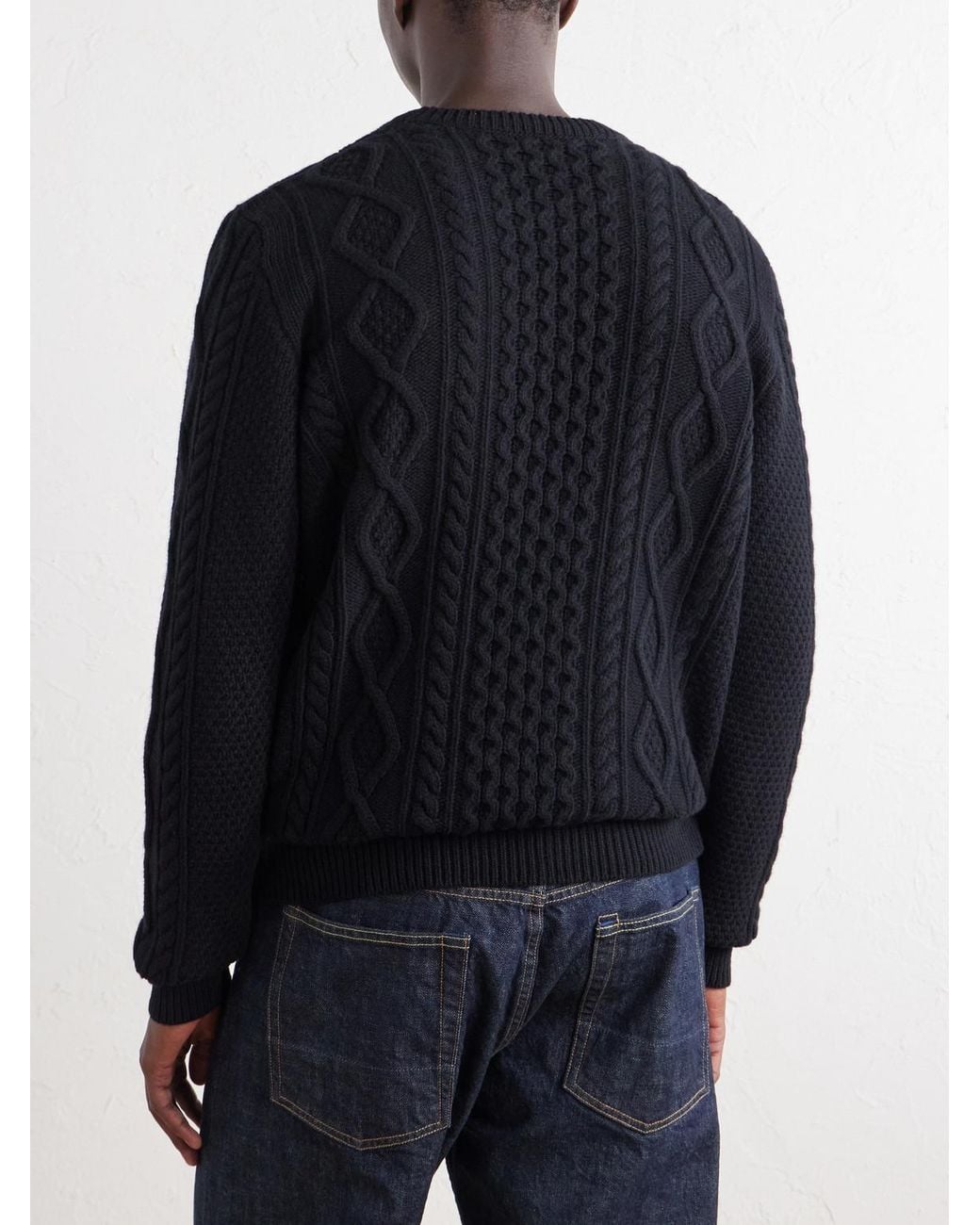 Ghiaia Blue Pescatore Cable-Knit Wool Sweater for men