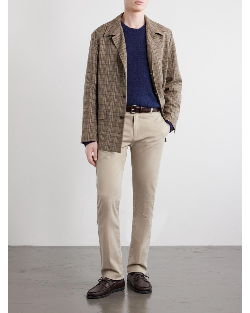 Massimo Alba Natural Winch Straight-leg Cotton-blend Twill Trousers for men
