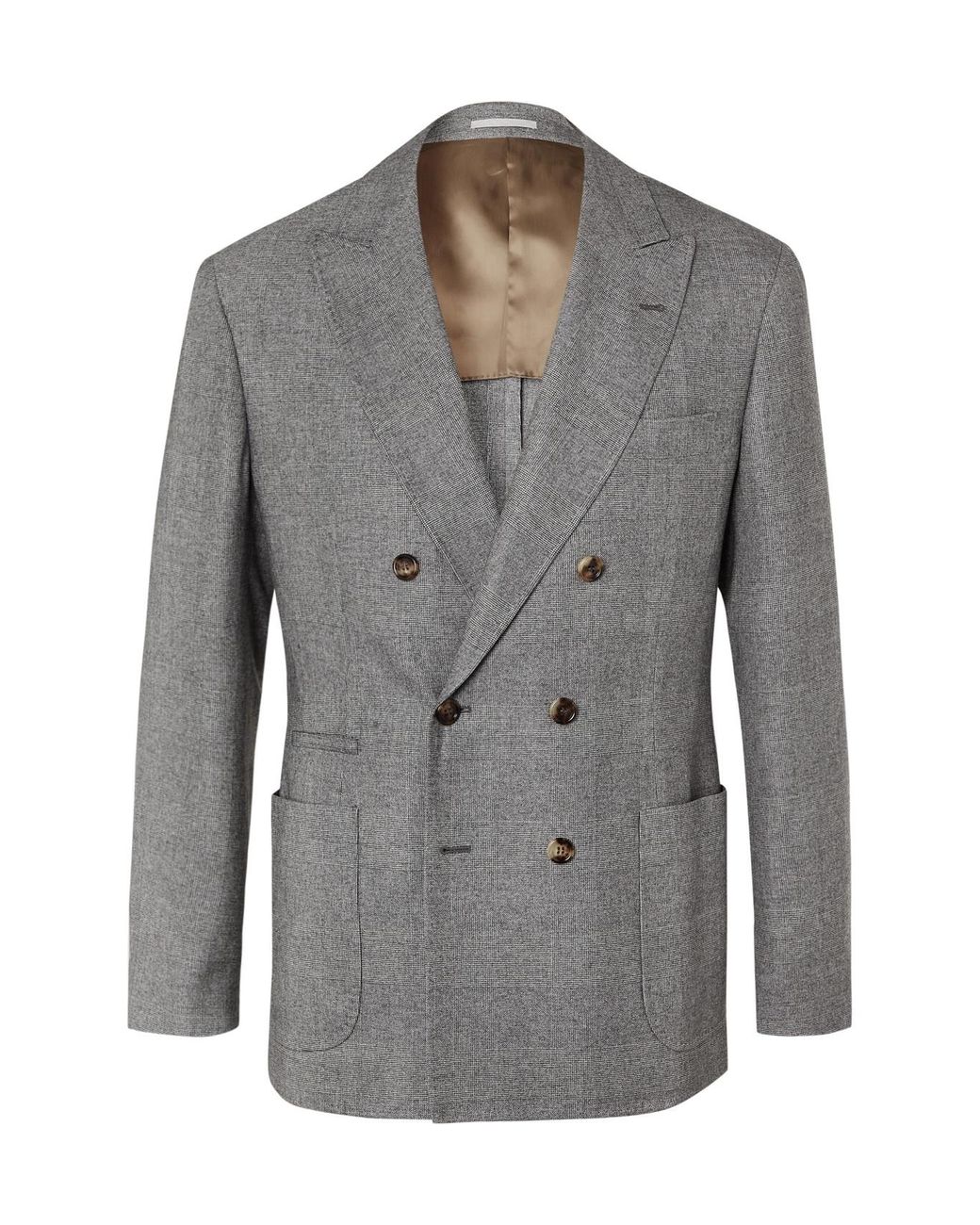 Brunello Cucinelli Unstructured Double-breasted Prince Of Wales Checked ...