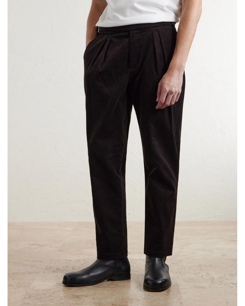 Mr P. Black Steve Tapered Cotton-Corduroy Trousers for men