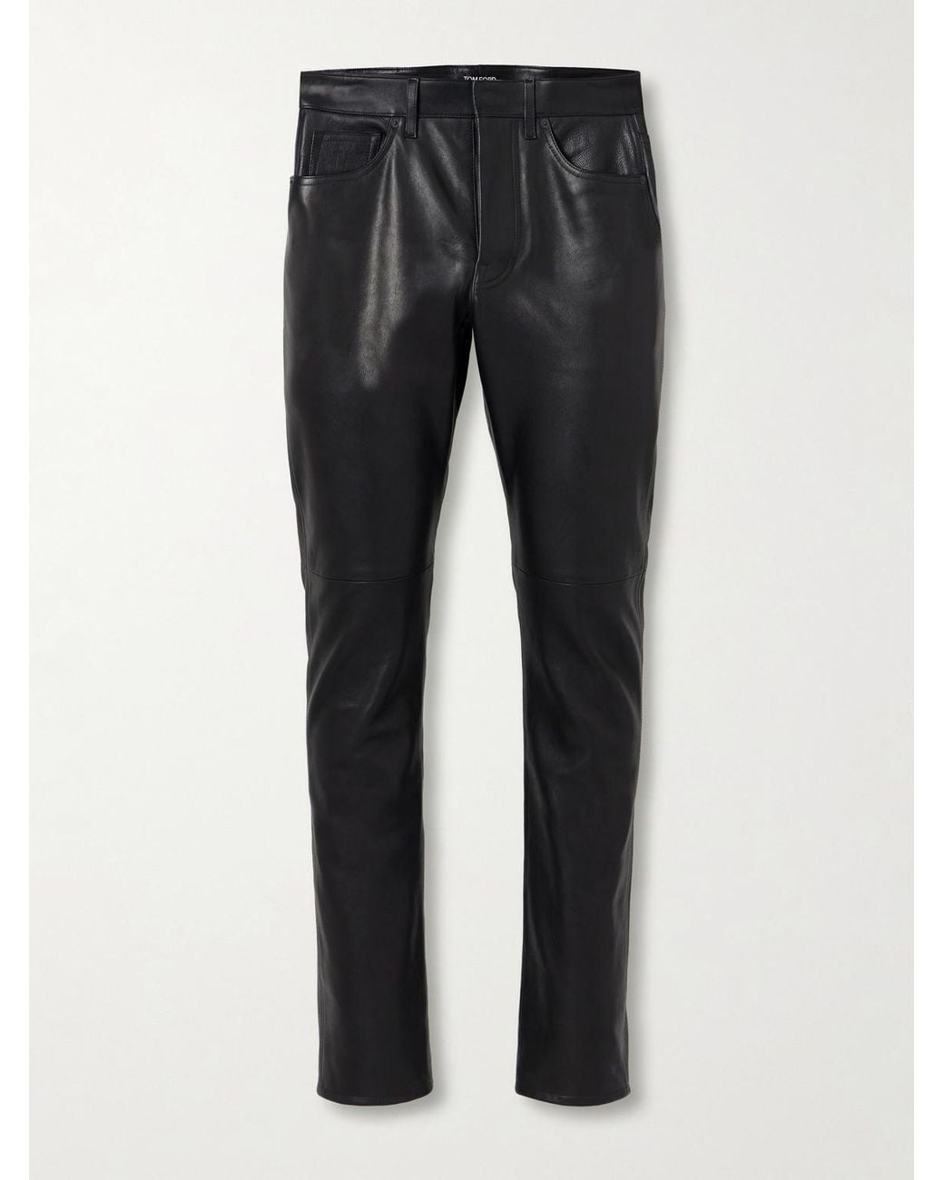 Tom Ford Black Slim-Fit Leather Trousers for men