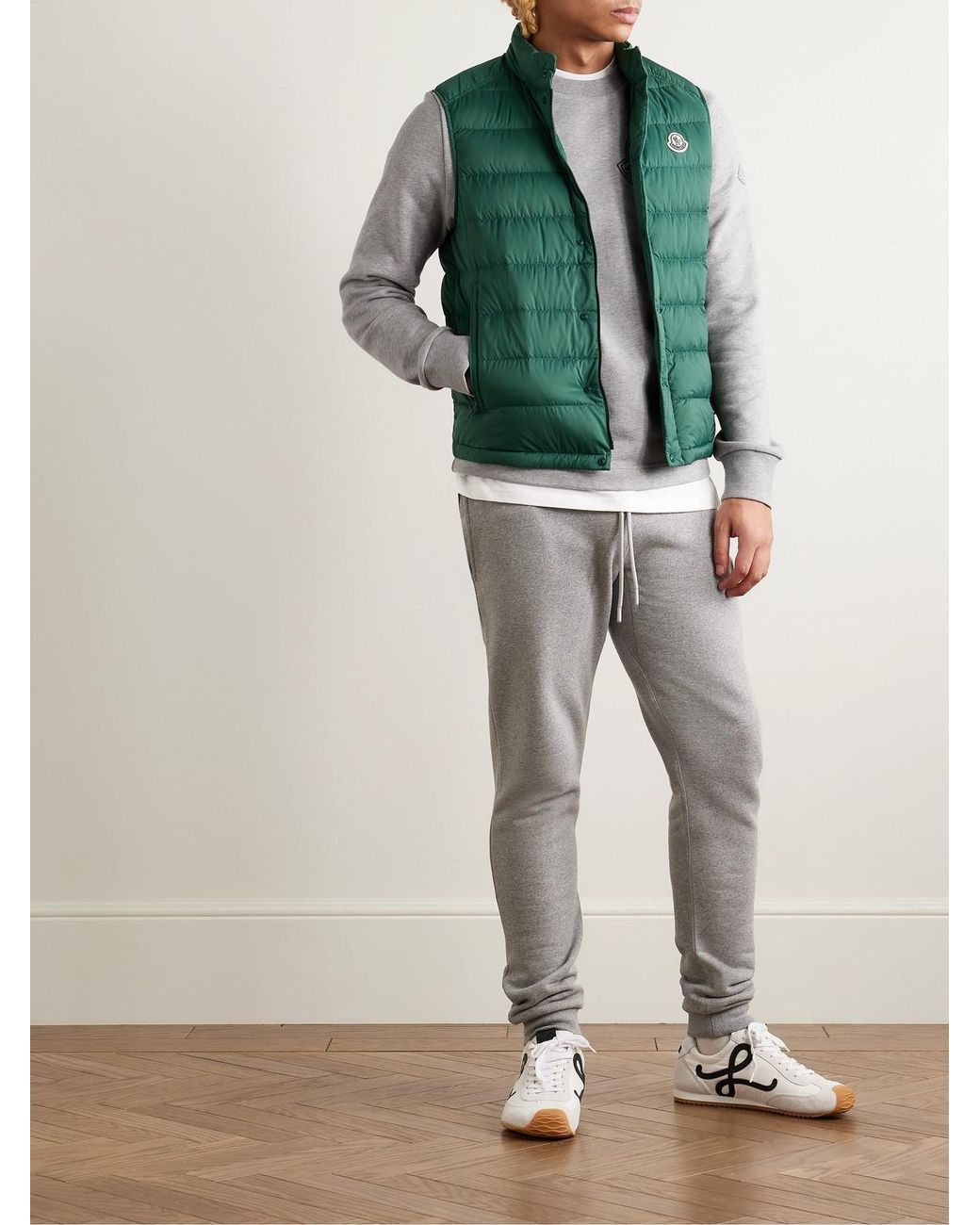 Moncler Gray Logo-Print Appliquéd Cotton-Jersey Sweatshirt for men