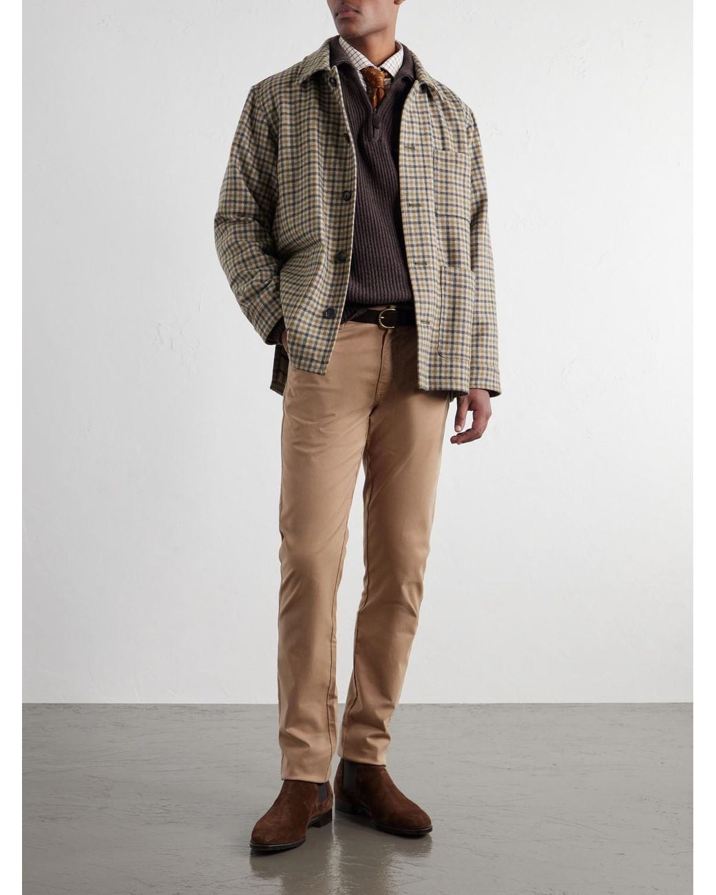 James Purdey & Sons Natural Slim-Fit Straight-Leg Cotton-Blend Twill Trousers for men