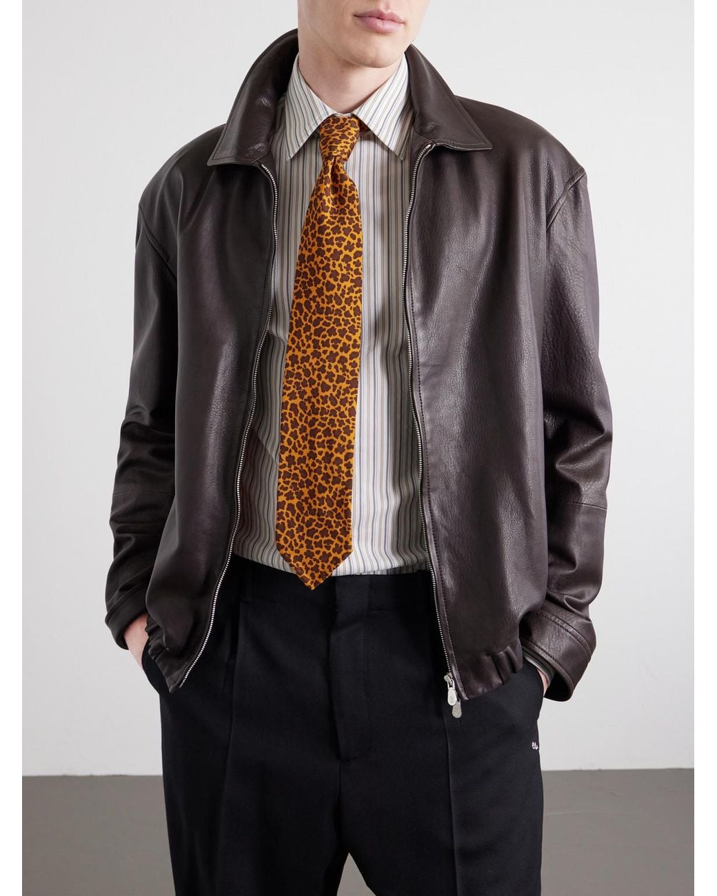 J. Mueser Metallic Leopard Print 8Cm Silk Tie for men