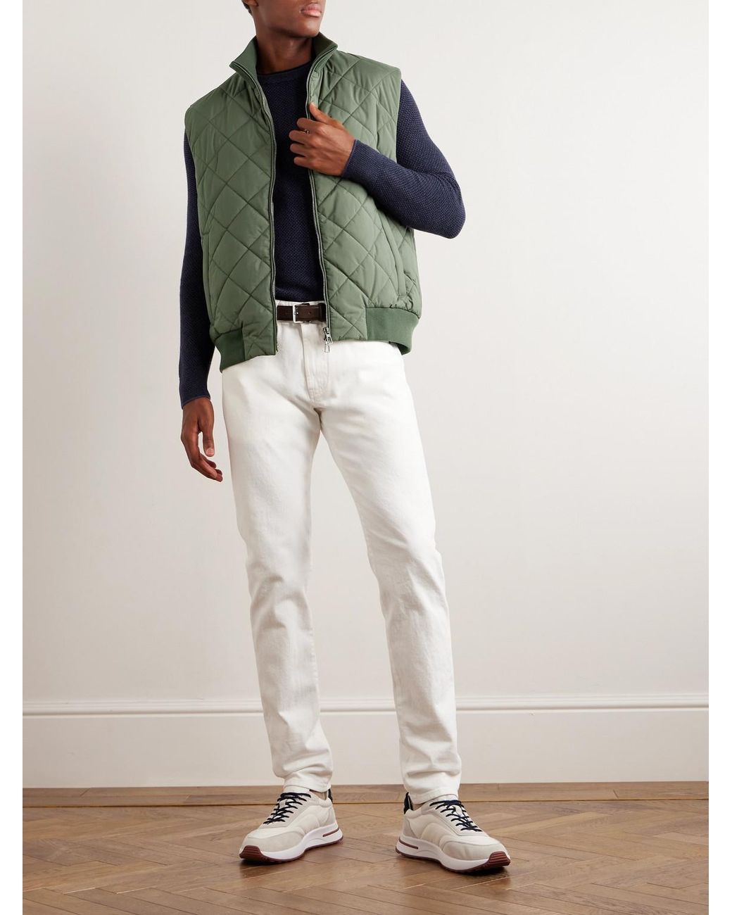 Loro Piana Green Ampay Quilted Windwish Gilet for men